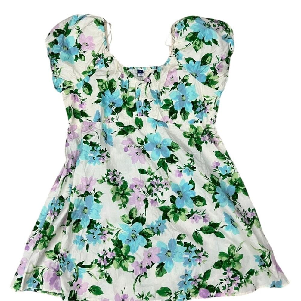 Old Navy‎ Mindy Twill Dress Mini Puff Sleeve Milkmaid Babydoll Coquette Size XL